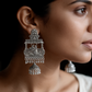 Antique Silver Radha Krishna Jhumka Earrings