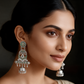 Antique Oxidised Silver Peacock Jhumka Earrings