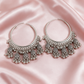 Oxidised Silver Jhumka Hoop Earrings With Ghungroo Details For Women