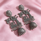 Oxidised Silver Tree Design Jhumka Earrings With Ghungroo For Women