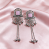Oxidised Silver Turquoise Blue Stone Dangler Earrings For Women