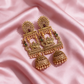 Antique Gold Lakshmi Temple Jhumka Earrings With Pearl Details For Women