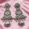 Antique Oxidised Silver Peacock Jhumka Earrings