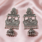 Antique Silver Radha Krishna Jhumka Earrings