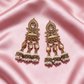 Antique Gold Pearl Drop Jhumka Earrings With Stone Details For Women