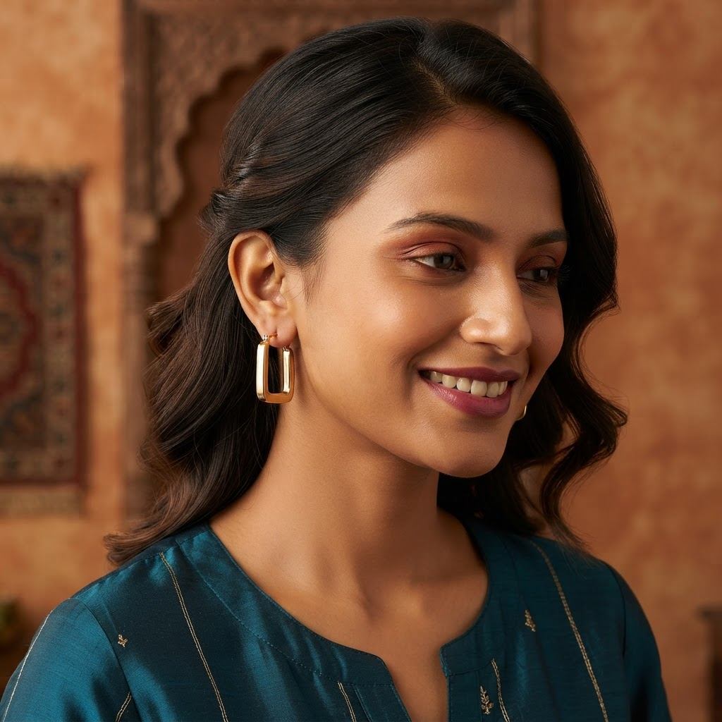 9-Pair Golden Hoop & Pearl Earring Combo Set