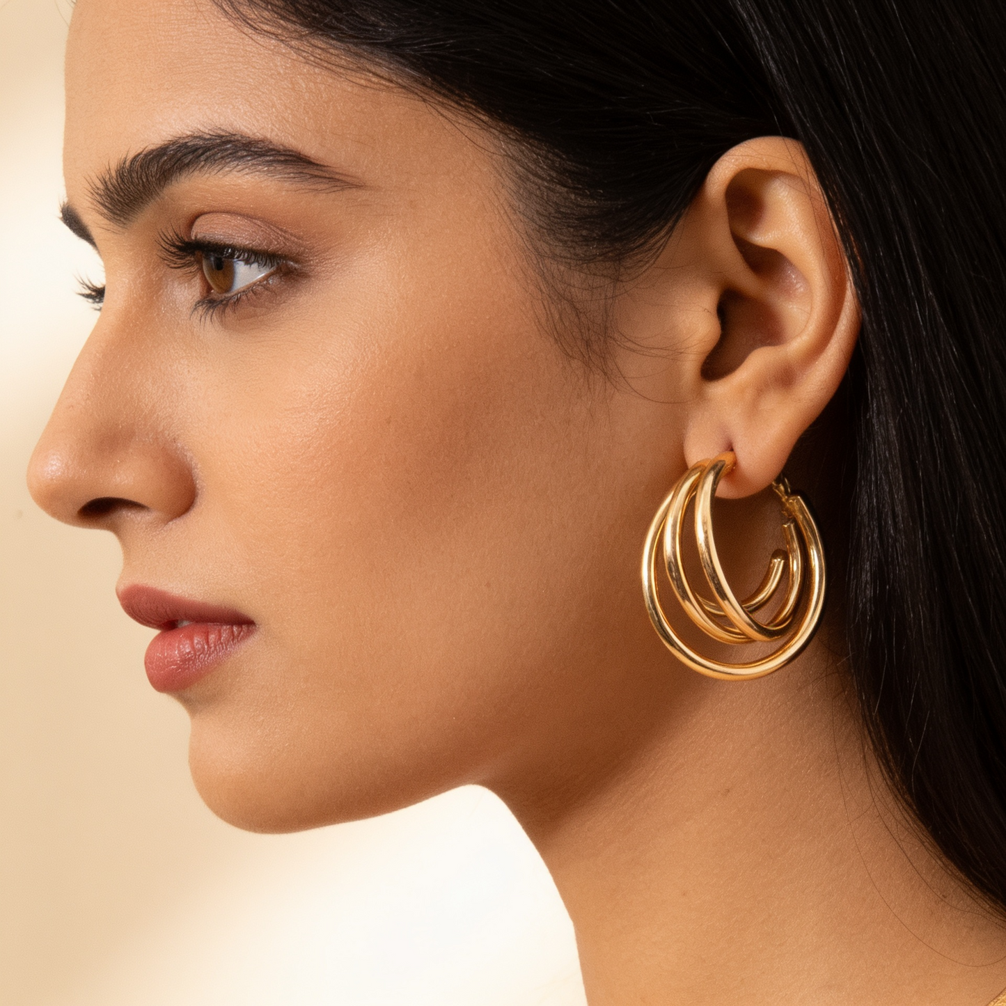 9-Pair Golden Hoop & Pearl Earring Combo Set