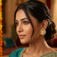 Golden Floral Pearl Stud Earrings
