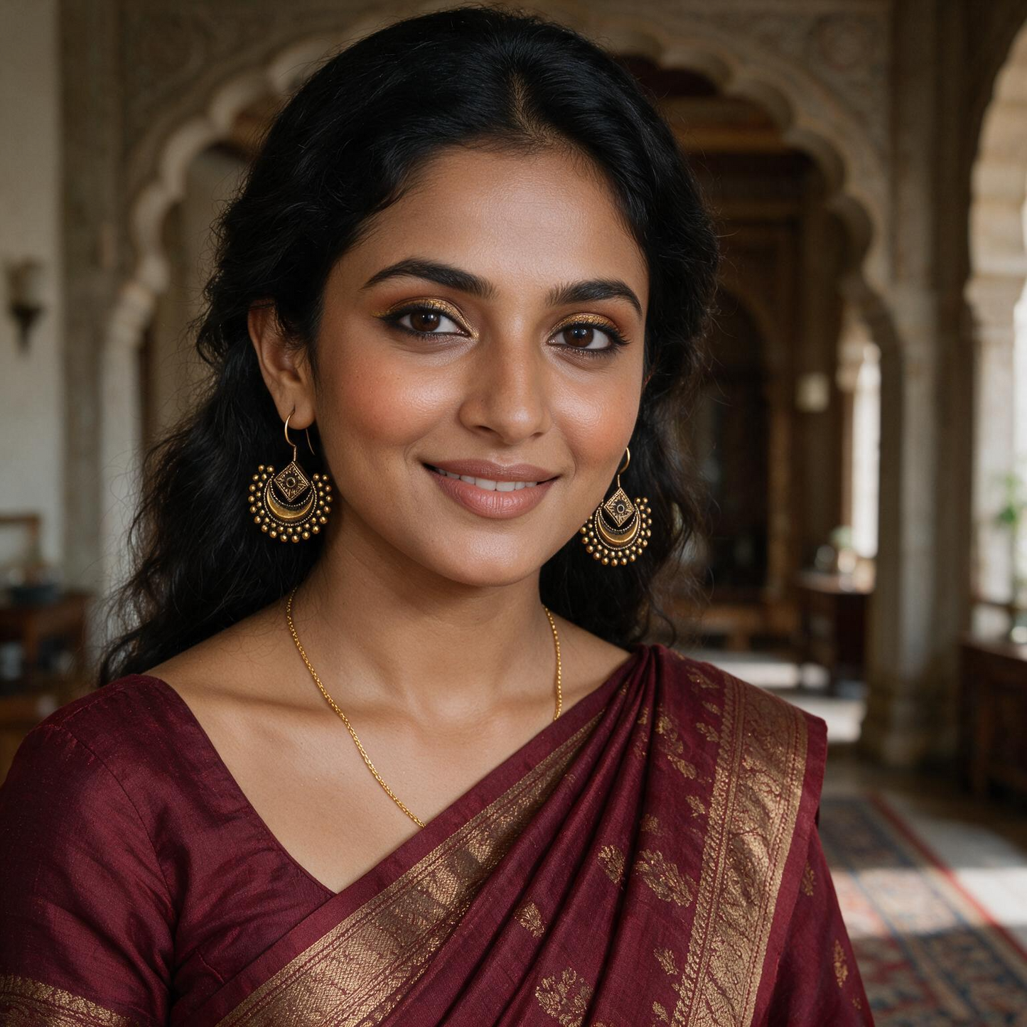 Antique Gold Oxidised Chandbali Jhumka Earrings