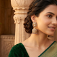 Golden Kundan Crystal Jhumka Earrings