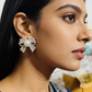 Bow Earrings Golden & Silver Pearl Set