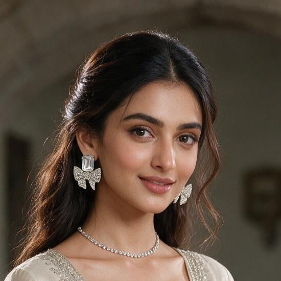 Crystal Bow Statement Earrings