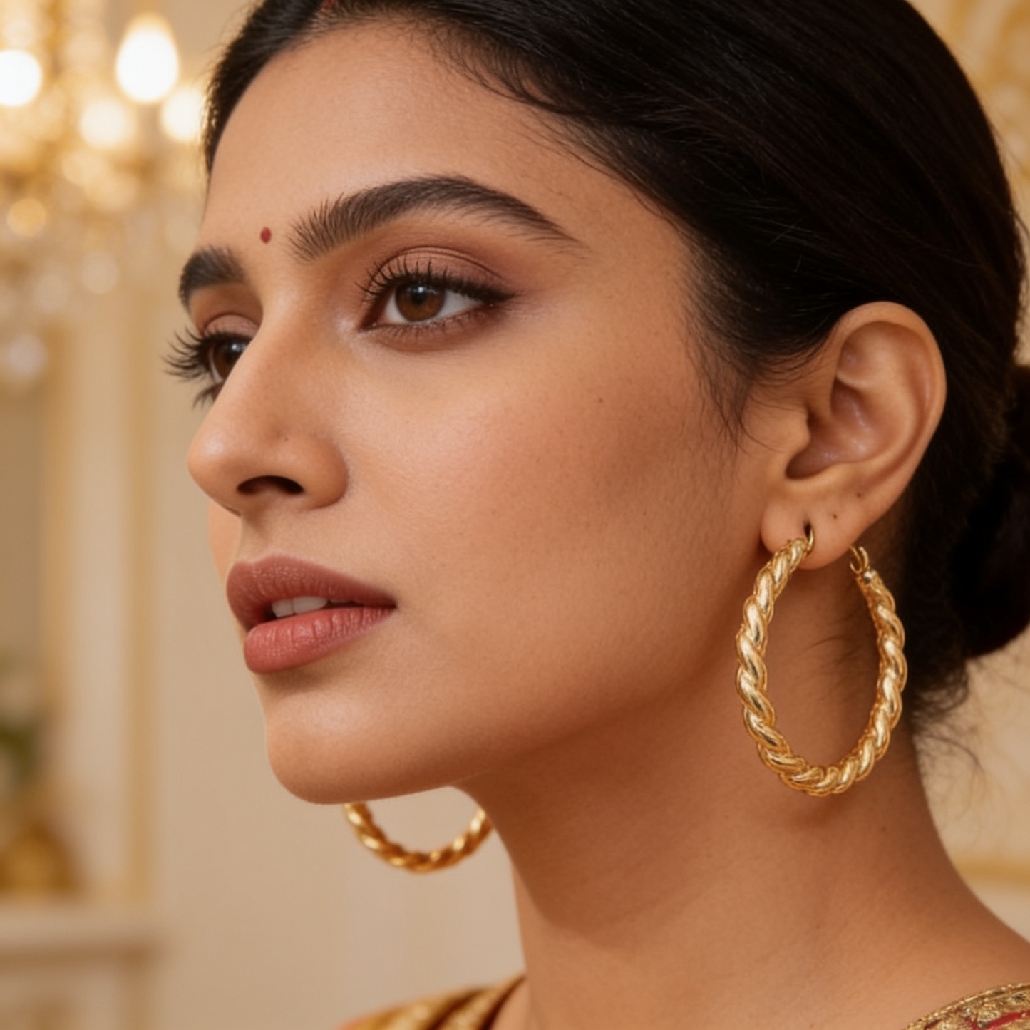 9-Pair Golden Hoop & Pearl Earring Combo Set