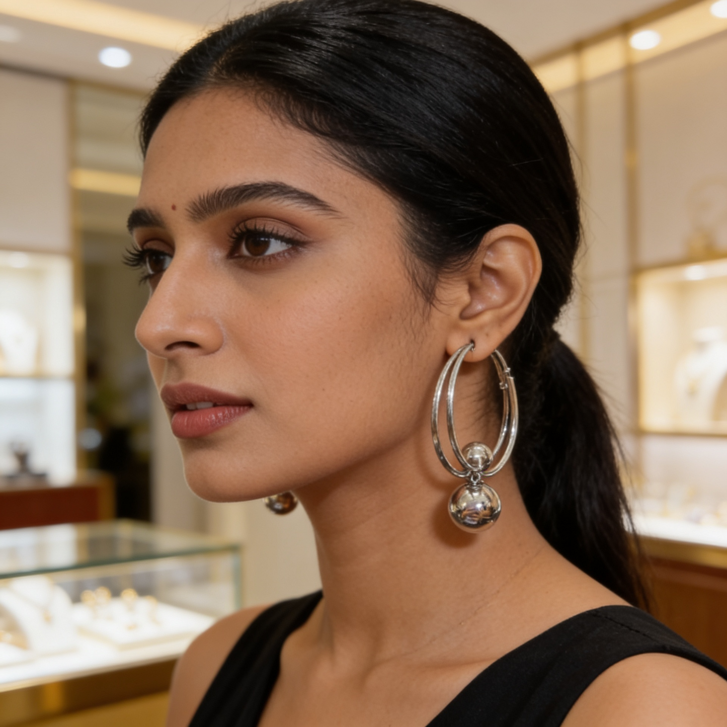 Silver Beaded Drop Earrings
