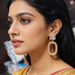 AD Oval Hanging Gold Drop Earrings