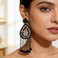 Black and Colourful Beaded Drop Earrings