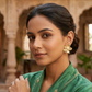 Golden Floral Pearl Statement Earrings