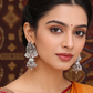 Oxidised Silver Temple Jhumka Earrings