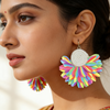 Colourful Feathers Statement Earrings