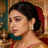 Traditional Swastik Pearl Stud Earrings