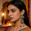 Bird Dome Ghungroo Oxidised Hanging Earrings