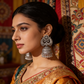 Oxidised Silver Peacock Statement Jhumka Earrings