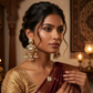 Royal Gold-Toned Square Kundan Jhumka Earrings with Pearl Drops