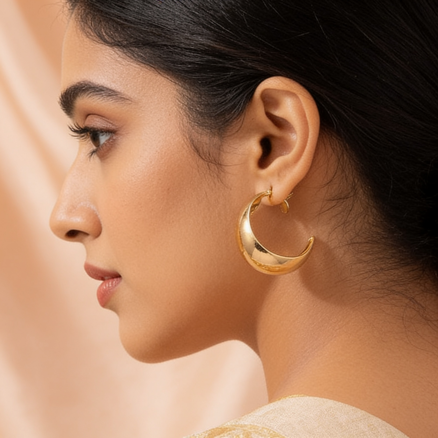 9-Pair Golden Hoop & Pearl Earring Combo Set