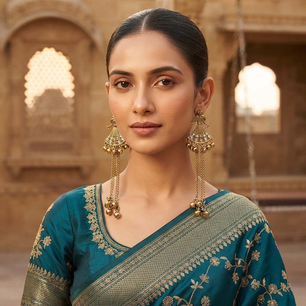 Antique Gold Dancing Lady Long Tassel Earrings