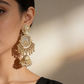 Gold Pearl Jhumka Chandbali Earrings