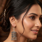 Oxidised Silver Cylindrical Tribal Drop Earrings