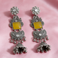 Oxidised Silver Stone Jhumka Drop Earrings
